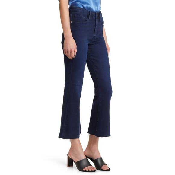 Frame Denim Le Crop Flare Jeans Fiona Flared Denim Womens 23 Bootcut Dark Wash - Picture 3 of 8